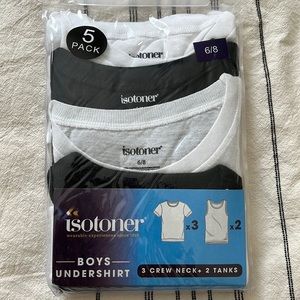 Isotoner Boys White & Black Undershirt size 6/8